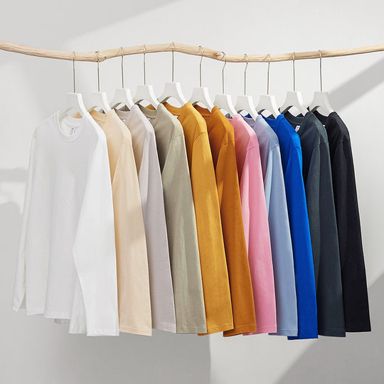 100% pure cotton combed cotton solid color long-sleeved base shirt