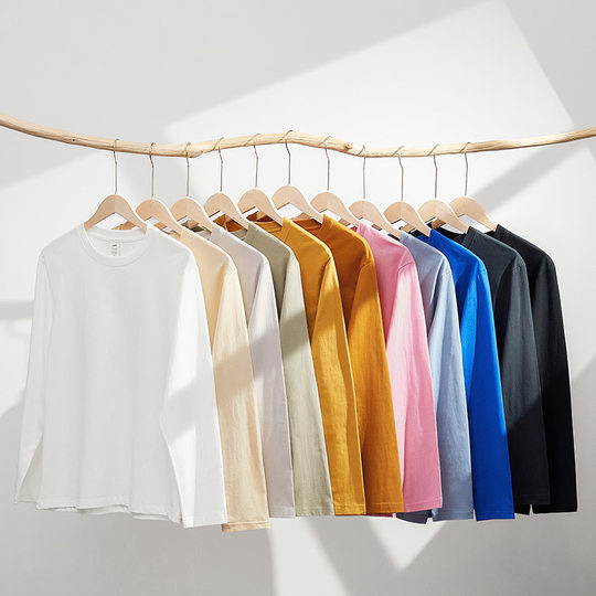 100% pure cotton combed cotton solid color long-sleeved base shirt