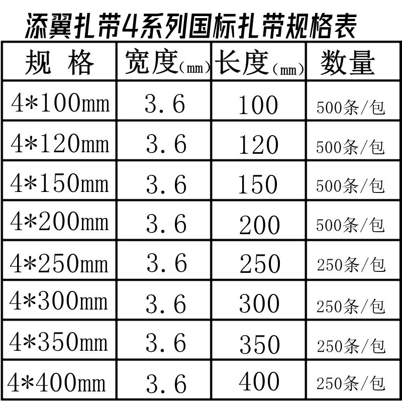 自锁式塑料 国标尼龙扎带4*250mm电线束线固定座卡扣捆绑累死够绳 - 图0