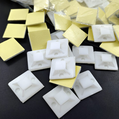 塑料自粘扎带固定座吸盘带胶定位片30*30mm自黏式强力吸盘固定器4 - 图1