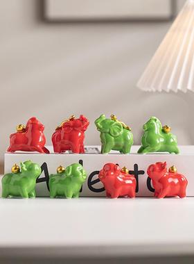 创意陶瓷小猪小象茶宠摆件精品可养招财马牛茶玩茶桌小动物装饰品