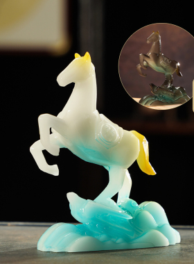 树脂马到成功茶宠摆件精品可变色