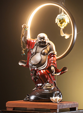 摆件大号笑佛禅意倒流香博古架