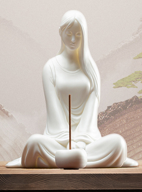 禅意陶瓷人物摆件中式点香座插
