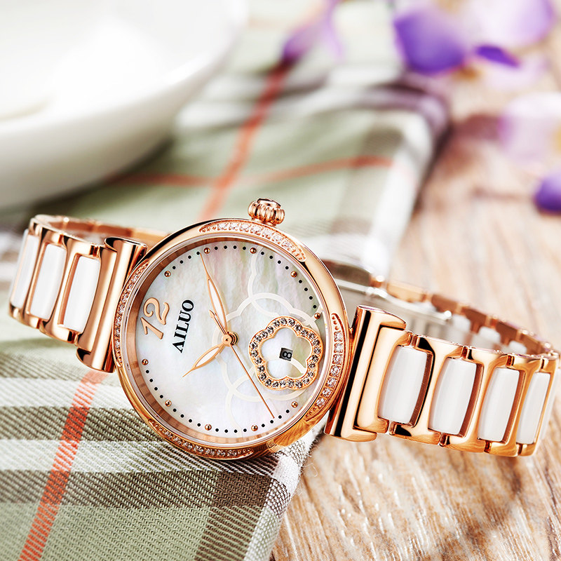 艾诺正品陶瓷简约气质ins风女表 艾诺手表旗舰国产腕表