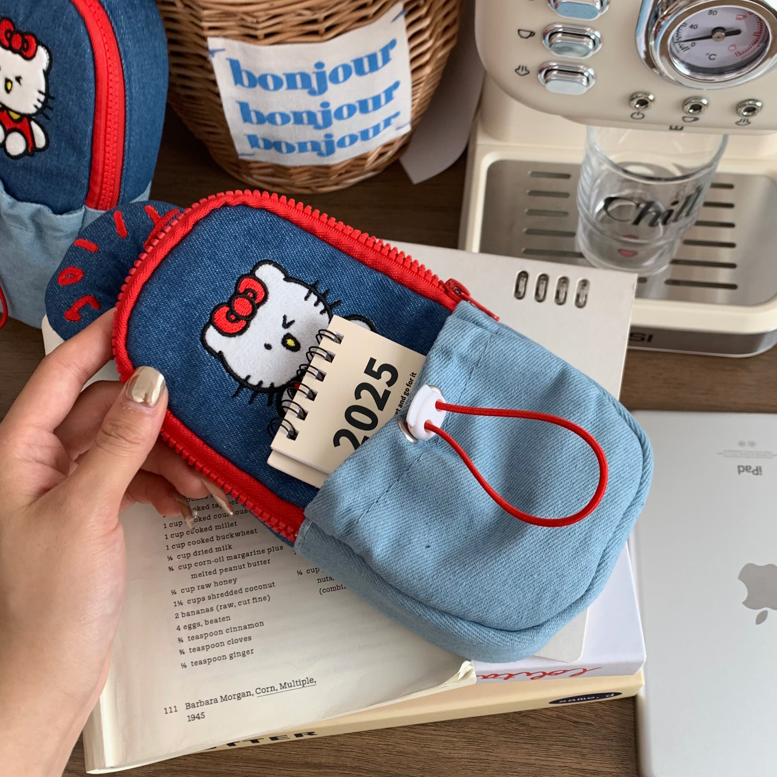 原创牛仔手提笔袋高颜值女生文具袋可爱日系猫咪大容量学生铅笔盒,淘宝优惠券,粉丝福利购,淘宝优惠卷