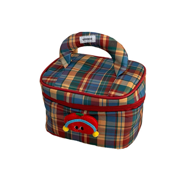 Netherlands Traveling# Retro checkered makeup bag portable large capacity makeup bag travel toiletries storage bag storage bag