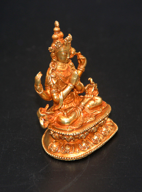 佛堂桌面摆件四臂观音黄铜佛像