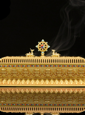 藏式薰香炉供奉纯铜佛堂桌面摆件