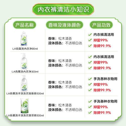 la有氧洗威露士内衣洗衣液内衣裤女士专用内裤抑菌内衣净清洗液女 - 图0