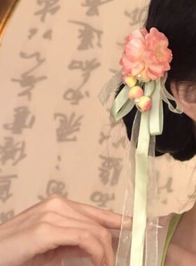 「浅棠叙婉」2026新款国风飘带花朵发夹边夹侧边汉服发饰古风头饰