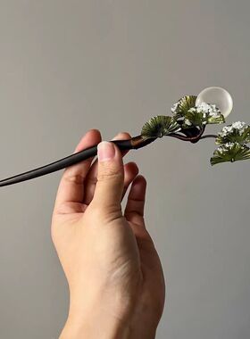 松间照~新中式松针发簪仿真松树竹枝国风气质温柔小众旗袍盘发器