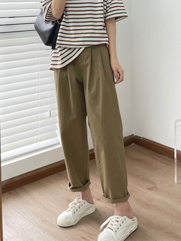 Pear-shaped body pants for women spring new slimming wide-leg overalls large size fat mm loose carrot pants dad pants