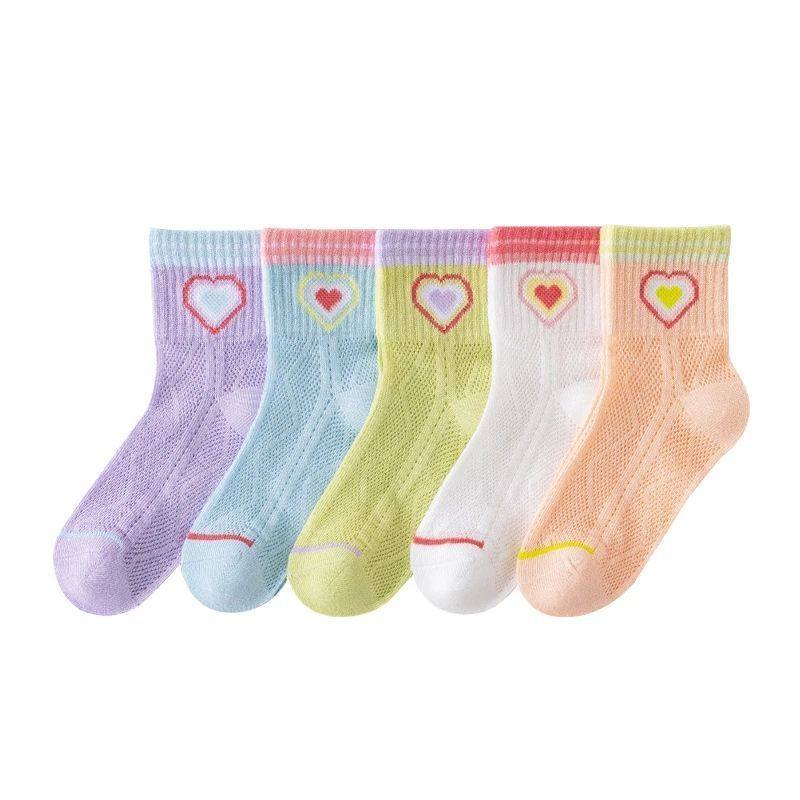 女童袜子夏季薄款儿童镂空中筒透气女孩爱心学生网眼宝宝春夏棉袜,淘宝优惠券,粉丝福利购,淘宝优惠卷