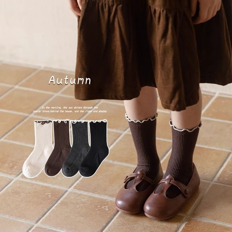 儿童袜子春秋款棉袜木耳边堆堆袜中筒百搭公主女孩宝宝花边袜,淘宝优惠券,粉丝福利购,淘宝优惠卷