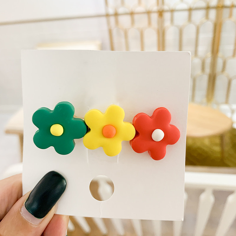 泫雅风糖果彩色软陶小花网红一字夹 莎拉娜发饰