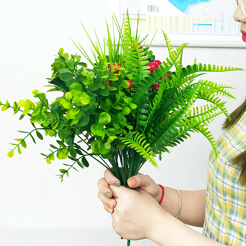 仿真绿植假树叶过胶绿萝单支包邮塑料绿色植物叶子假花草装饰造景 - 图1