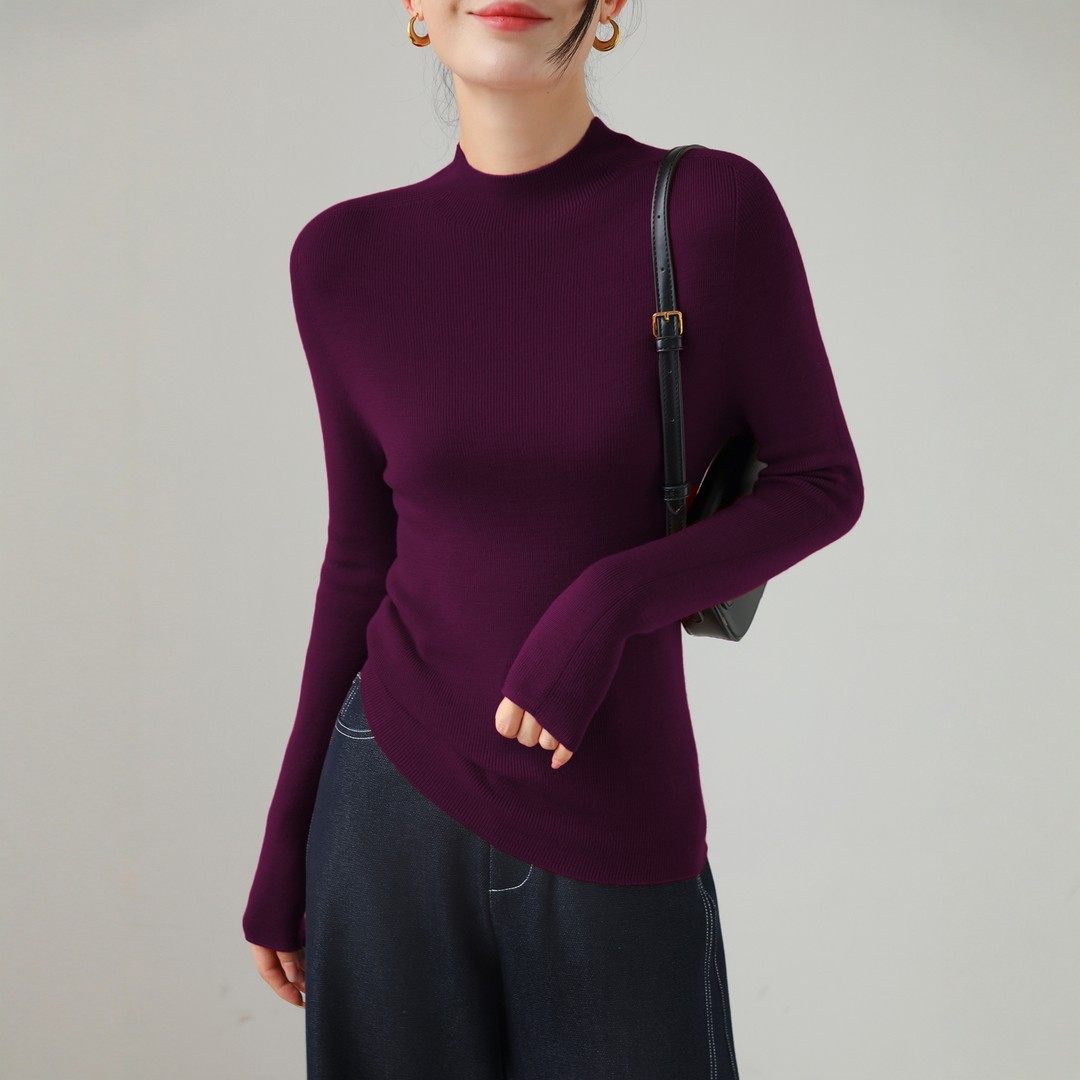 无缝一体半高领羊毛内搭女秋冬新款百搭洋气针织毛衣设计感打底衫,淘宝优惠券,粉丝福利购,淘宝优惠卷