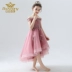 Đầm trẻ em một vai mùa hè công chúa váy cô gái catwalk trang phục hoa cô gái piano buổi tối váy ngắn ngắn - Váy trẻ em