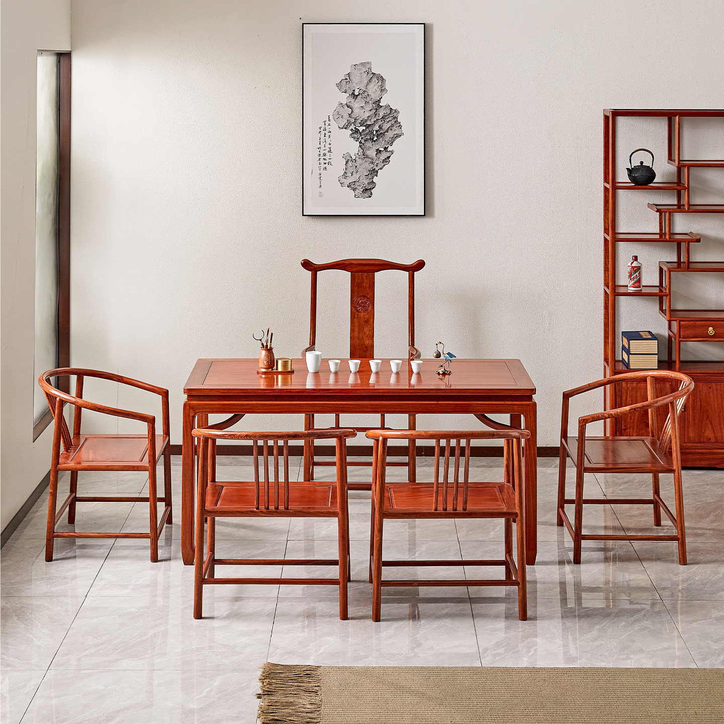 新中式茶桌组合花梨木干泡桌实木茶台刺猬紫檀茶几简约红木泡茶桌,淘宝优惠券,粉丝福利购,淘宝优惠卷