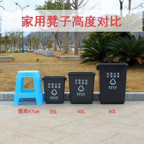 四色分类无盖商用垃圾桶室外正方形可回收家用厨余大号塑料工业 - 图0