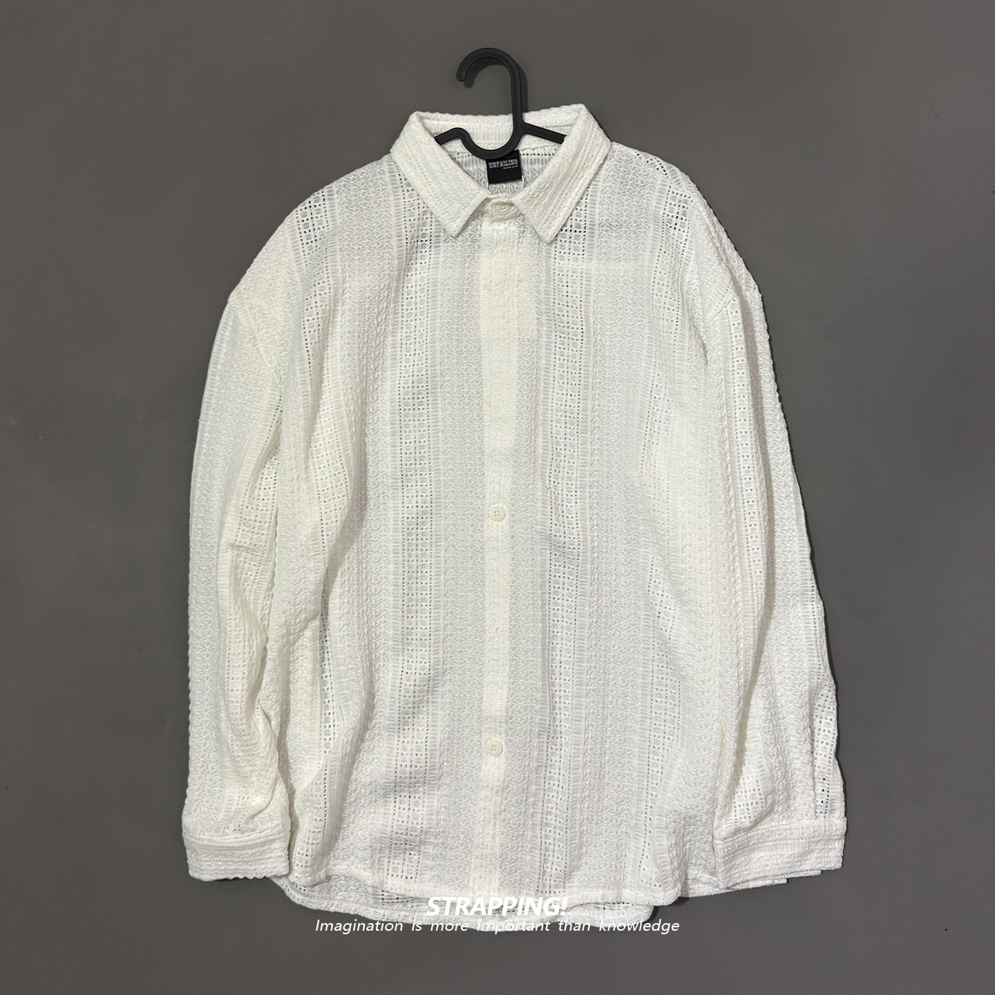 STRAPPING针织条纹涤纶咔叽长袖衬衫男女日系复古港风潮流街头,淘宝优惠券,粉丝福利购,淘宝优惠卷