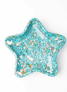 天然水晶碎石滴胶五角星摆件