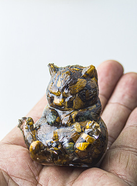 跨境天然水晶碎石滴胶动物发情猫