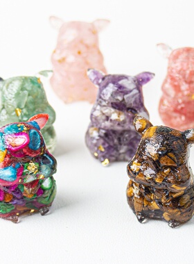 跨境天然水晶碎石滴胶可爱小办公