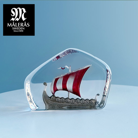 Maleras瑞典进口水晶玻璃帆船艺术摆件创意桌面装饰商务送礼物品