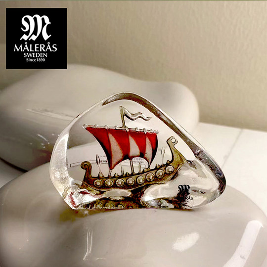 Maleras瑞典进口水晶玻璃帆船艺术摆件创意桌面装饰商务送礼物品