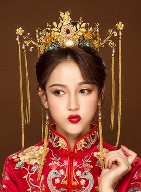 古风新娘皇后凤冠霞帔流苏发饰