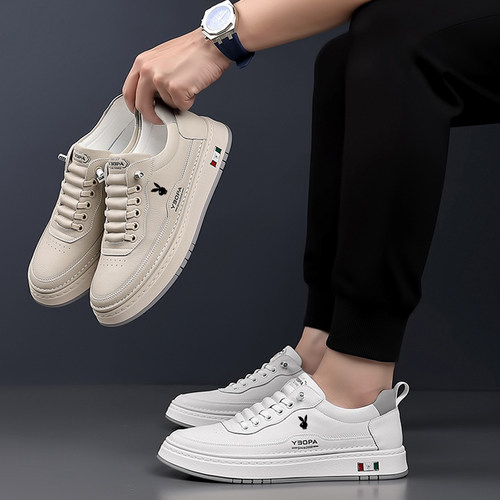板鞋男鞋真皮2026春季新款百搭休闲鞋子男款轻便软底小白鞋运动鞋 - 图2