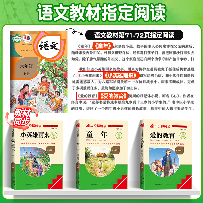 预习高手六年级读书侠爱的教育小英雄雨来童年书全3册童年小学生六年级必读的课外书6年级上册上学期快乐读书吧阅读