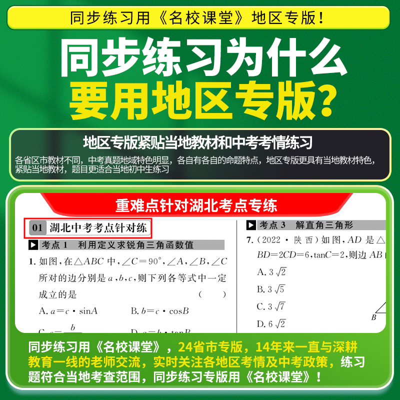 2024春湖北专版】名校课堂语文数学英语物理化学道德与法治历史地理生物七八九年级下册人教版初中同步练习册训练解题技巧教辅导 - 图0