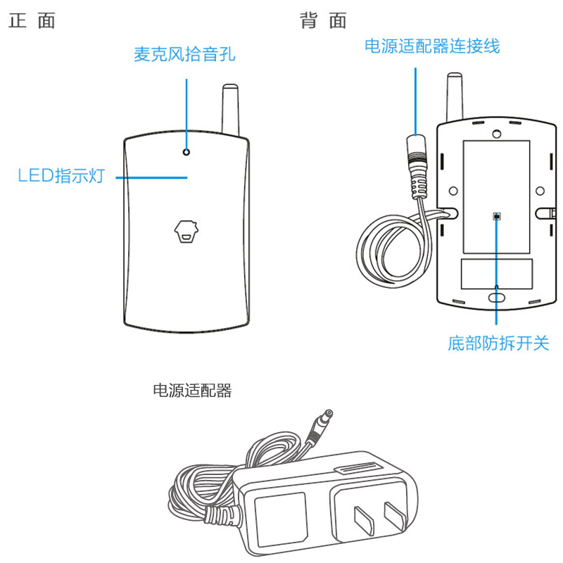 创高无线玻璃破碎探测器GT-126家用门窗破碎震动探测器防盗报警器