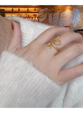 新款中古小金蛇戒指小众灵蛇指环