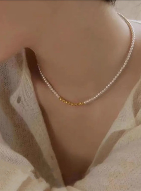 天然巴洛克淡水小珍珠项链女