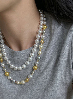 奶油糖果气质两戴玻璃珍珠项链