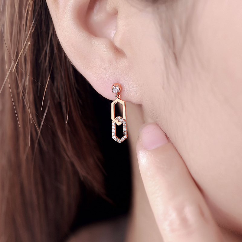 yngel /蜜安琪10分钻石女18k耳钉 蜜安琪珠宝耳饰