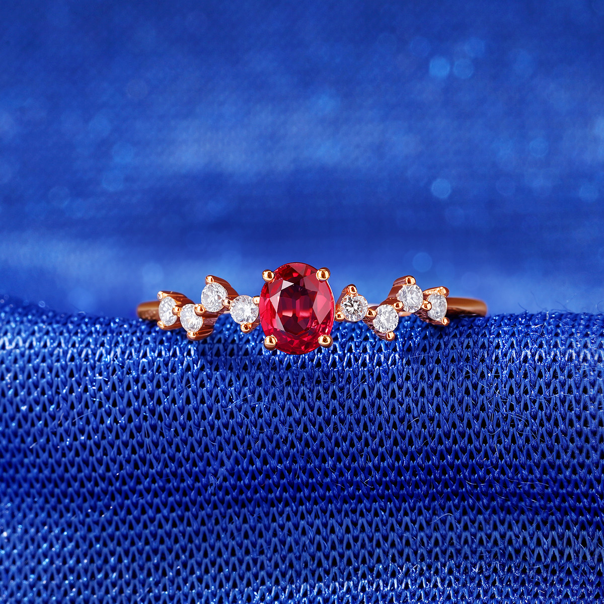 Miangqi 18K gold natural ruby diamond ring