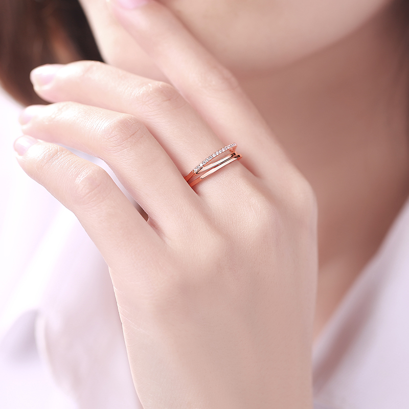 yngel /蜜安琪排戒18k金钻石戒子 蜜安琪珠宝手饰