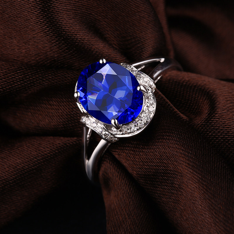 蜜安琪1.89克拉天然坦桑石女戒指 蜜安琪珠宝手饰