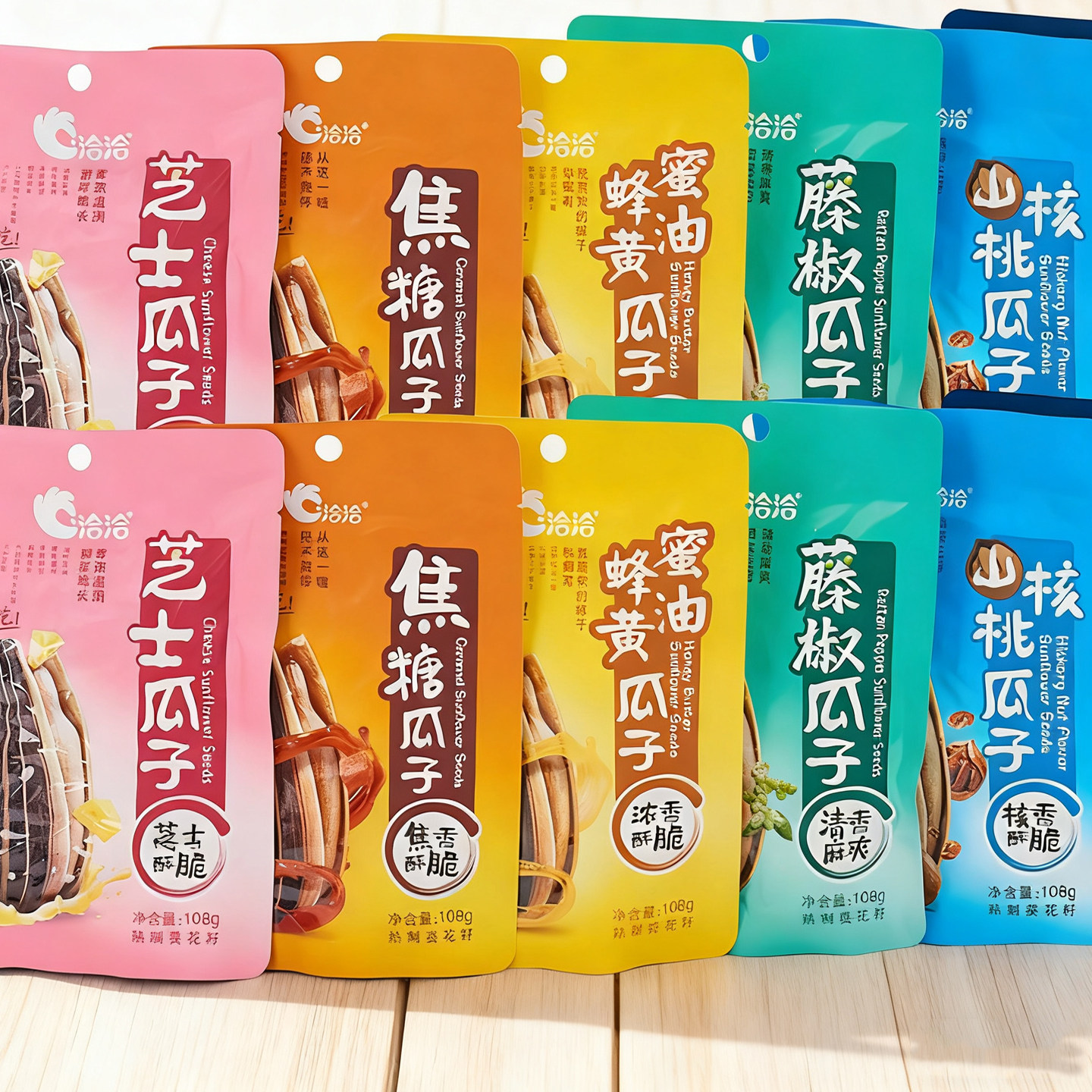 洽洽瓜子焦糖味108g5袋恰恰藤椒味瓜子零食葵花籽年货瓜子海盐组,淘宝优惠券,粉丝福利购,淘宝优惠卷