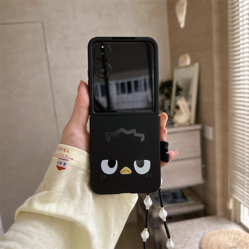 黑色小鸟表情适用小米mix2手机壳三星Zflip7华为Pocket折叠荣耀OPPO FindN3摩托罗拉razr60新款PuraX保护套5 - 图2