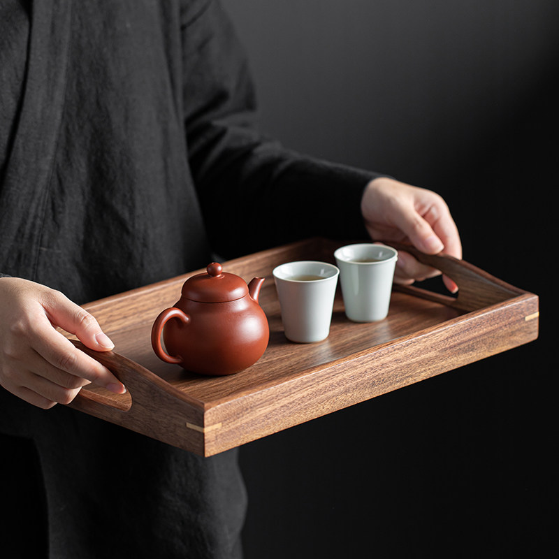 日式胡桃木托盘长方形放水杯实木茶盘家用点心木盘子餐具盘茶托大,淘宝优惠券,粉丝福利购,淘宝优惠卷