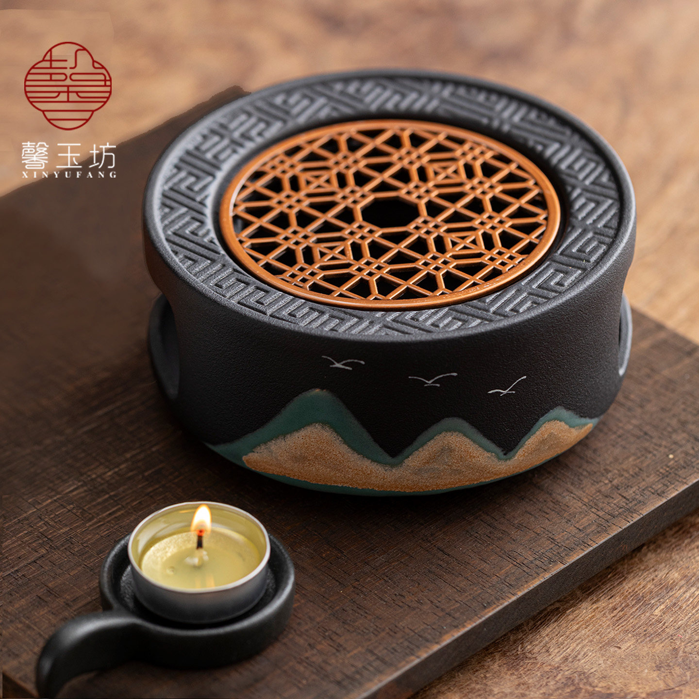 中式远山大号温茶炉花茶炉家用蜡烛加热底座围炉煮茶温茶器,淘宝优惠券,粉丝福利购,淘宝优惠卷