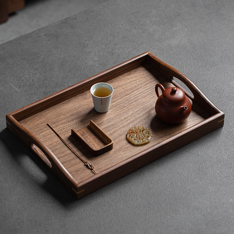 日式胡桃木托盘长方形放水杯实木茶盘家用点心木盘子餐具盘茶托大,淘宝优惠券,粉丝福利购,淘宝优惠卷