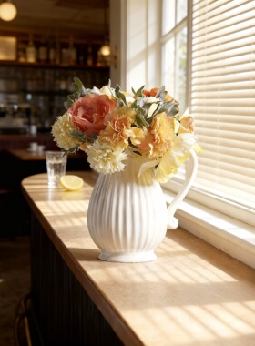 白色陶瓷花瓶手工编织家居摆件