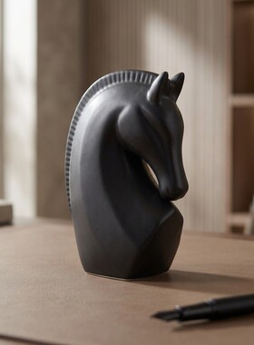 法式轻奢黑色马摆件家居软装饰品客厅酒柜电视柜高级感办公室摆设